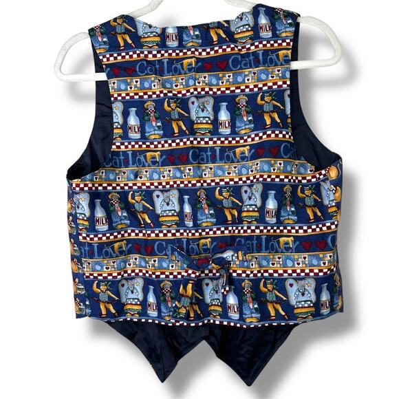 Vintage On Tour Kitty Cat Lover Button V-Neck Sleeveless Lightweight Vest Small - Picture 3 of 7